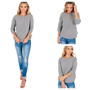 Lumiere textured gray knit sweater size large